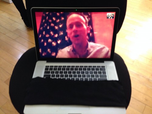 Aaron Cope visits the exhibition 'over the network' from a hotel room in Rotterdam (DISH2013)